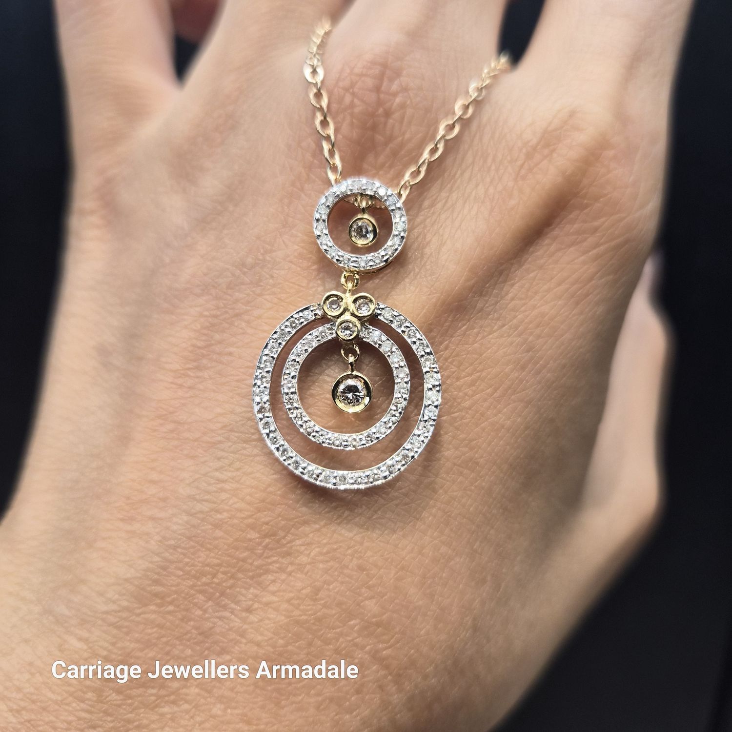 18ct Yellow Gold Diamond Circles Pendant