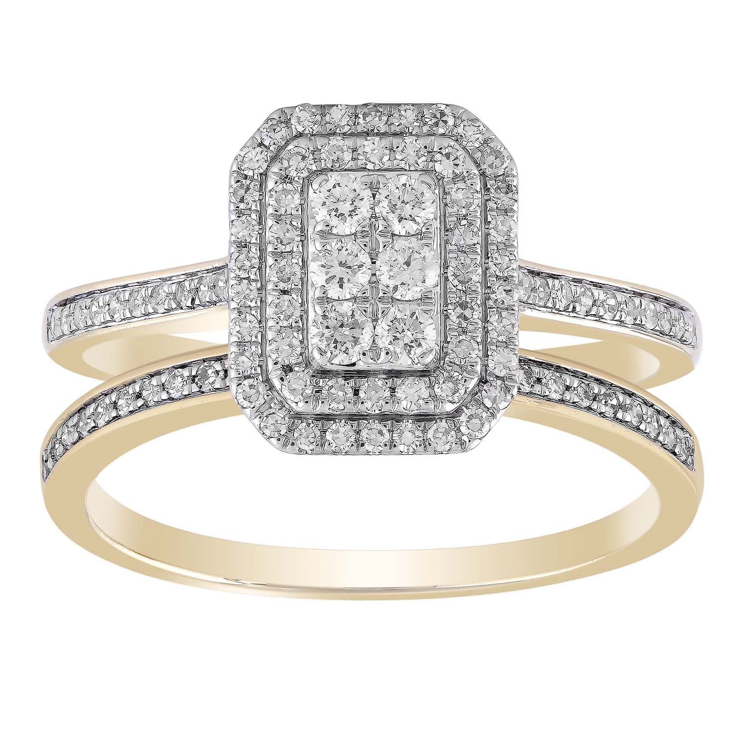 * 9K YG 0.50CT HI I1 DIAMOND RING SET IGR-38227-050-Y-P