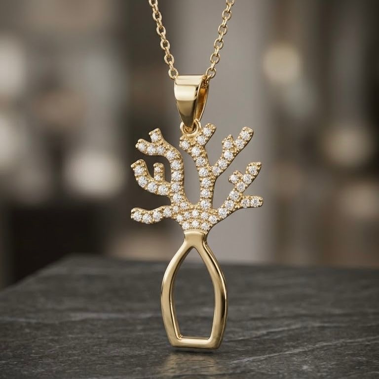 18ct Yellow Gold Boab Tree Diamond Pendant