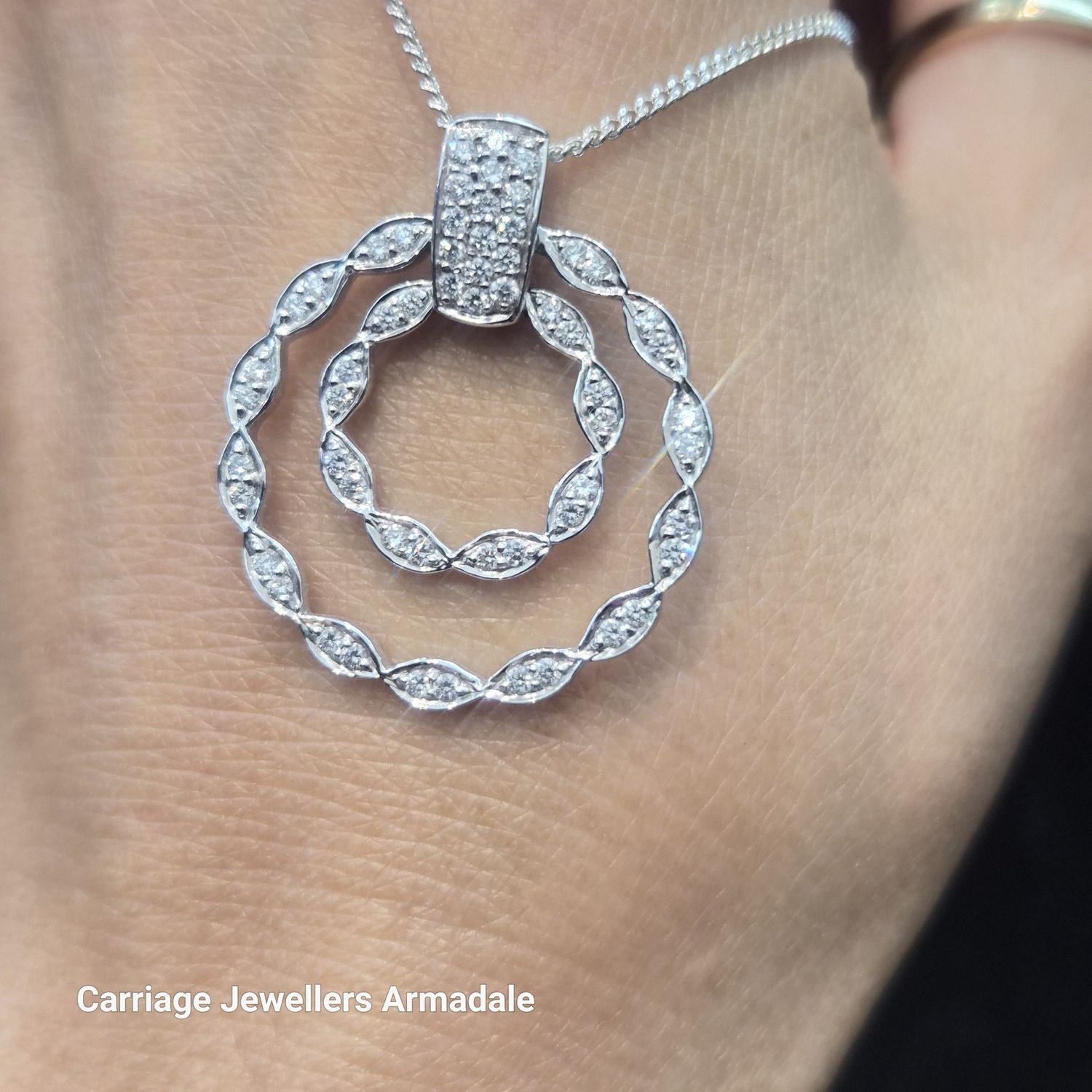 18ct White Gold  Diamond Circles Pendant