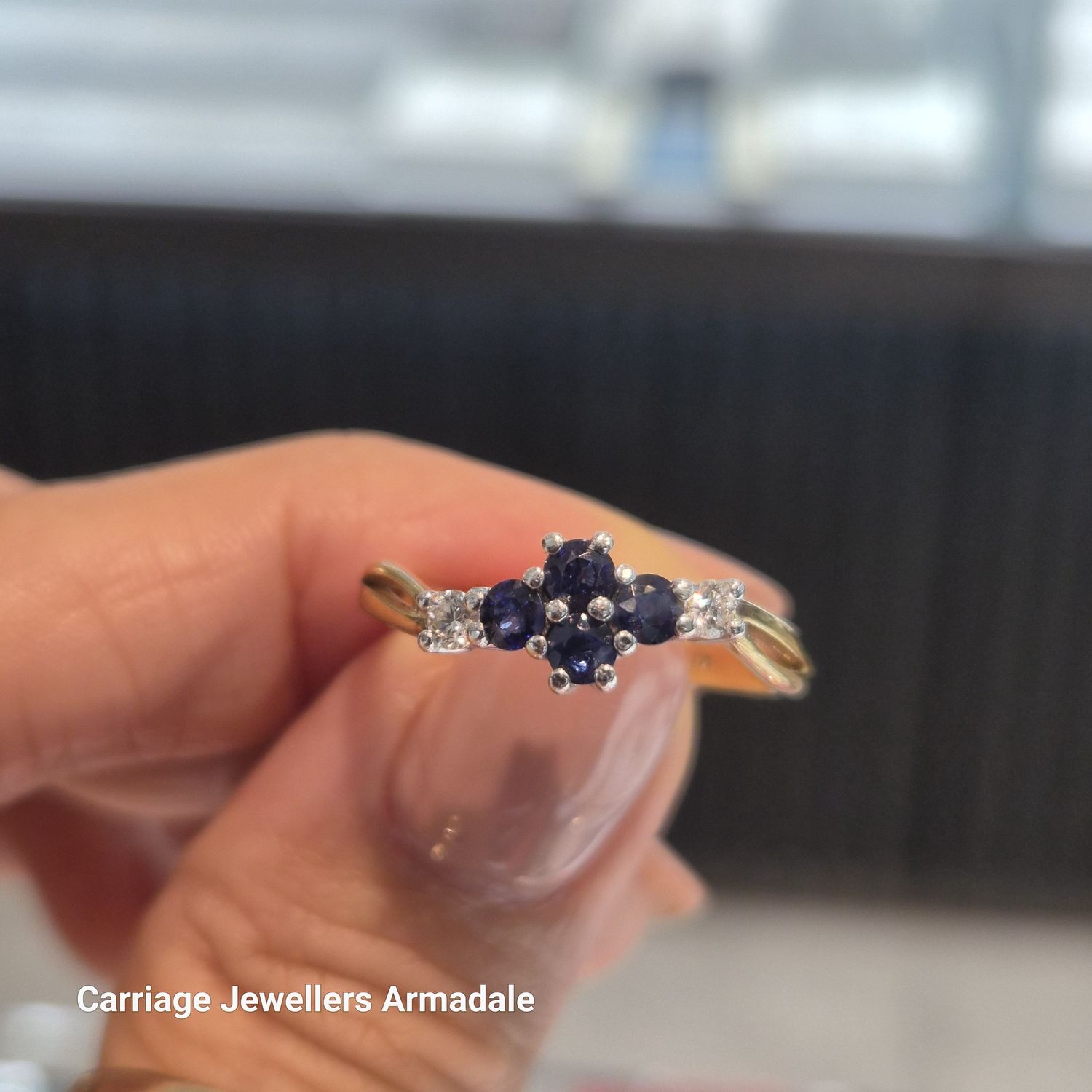 9ct Yellow Gold Sapphire and Diamond Ring