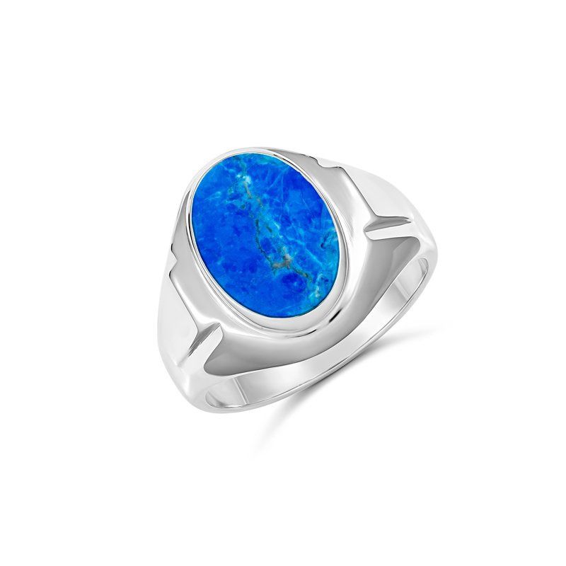 925 14 X 10MM OVAL LAPIS GENTS RING SIZE U 865-LAP-A