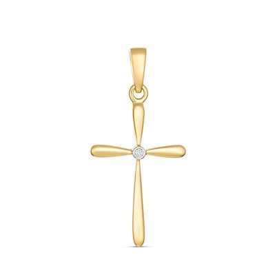 9KT YG CROSS PENDANT CENTRE SET WITH DIAMOND P453-DC