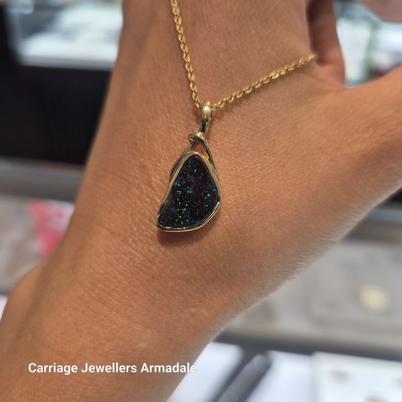 9ct Yellow Gold SOLID BOULDER 3.39CT OPAL PENDANT
