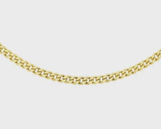 9ct Yellow Gold 25 Diamond Cut Curb Chain 45cm