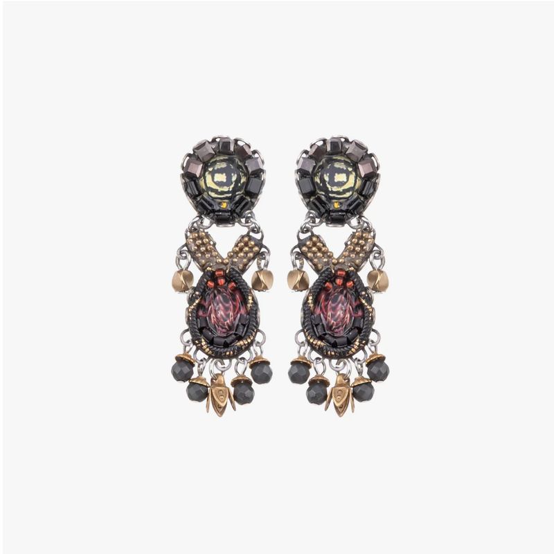 Ayala Bar - Black Stylish Earrings Tiger Eye Set, Ulysses C2105