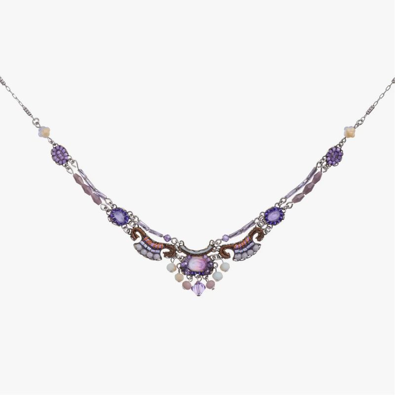 Ayala Bar - Purple Feminine Necklace Plum Blossom Set, Ume C3466