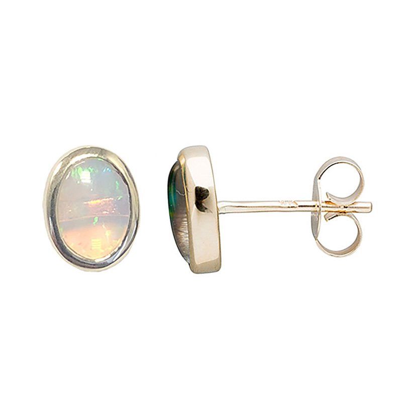 9kt y/gold 7x5mm oval set solid opal e/r (0.89ct) EO1011-7X5SCT
