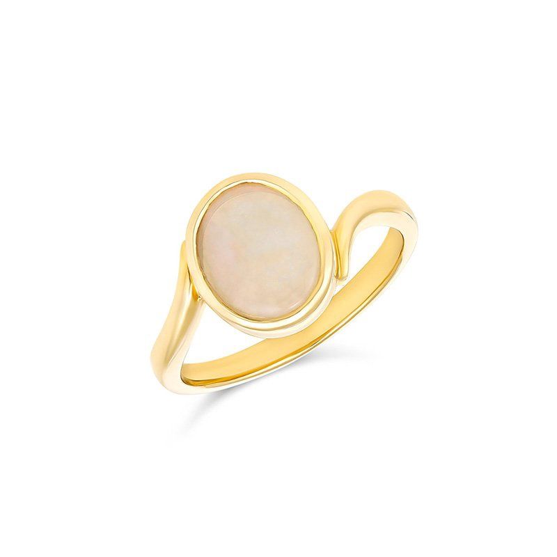 9kt y/gold 10x8mm oval solid opal and diamond ring (1.56ct) size N RO536-10X8SC