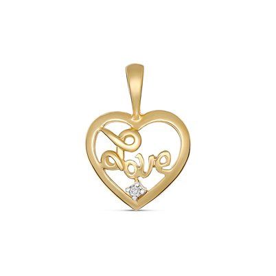9KT yG OPEN HEART love DIAMOND PENDANT P404-DC