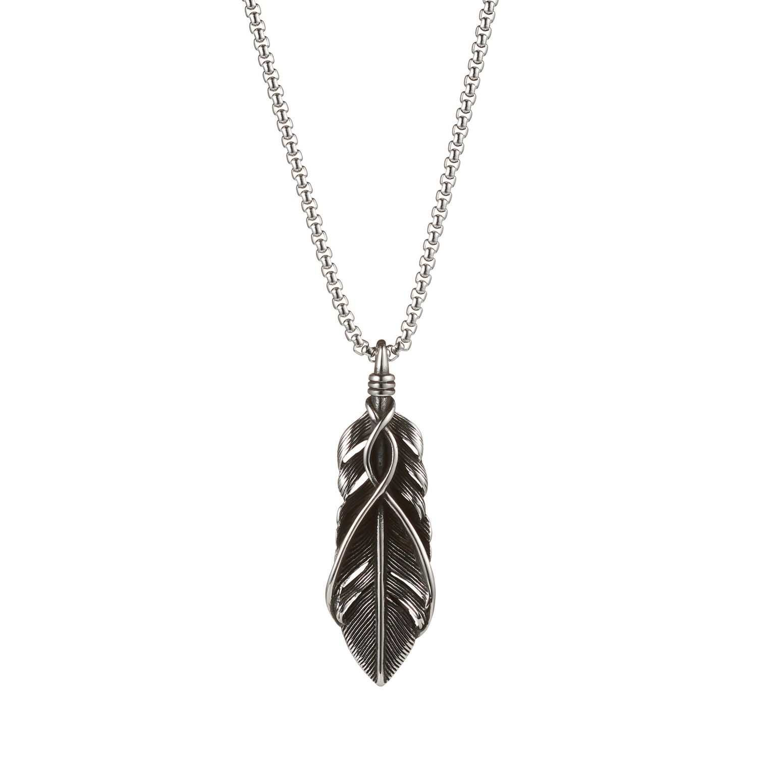 Antique IP stainless steel feather ywist cross-55cm chain 380-79