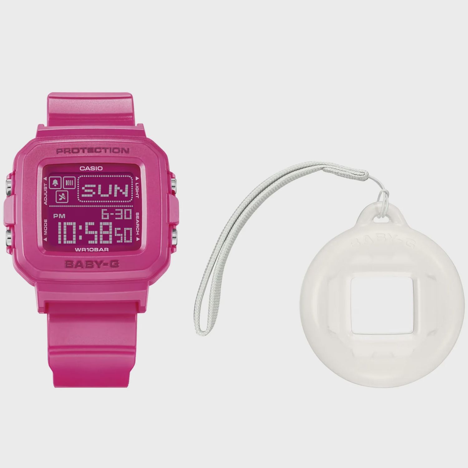 CASIO baby G dig Y2K holder set 100m, pink band, white holder BGD10K-4D