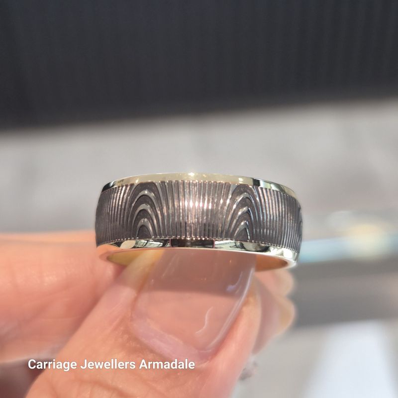 9ct Yellow Gold and Zirconium  Wedding Ring