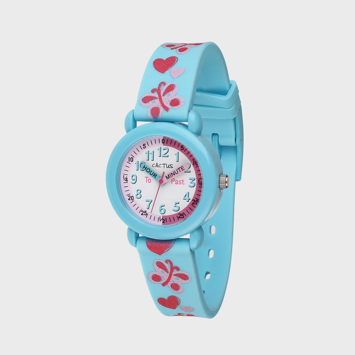 Cactus Time Teacher Blue Butterflies &amp; Heart Watch CAC-113-M04