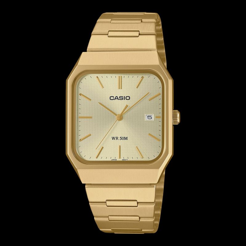 Casio - Analogue square, gold face, gold s/steel MTPB185G-9A