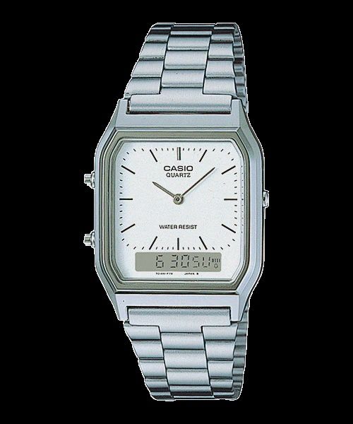 CASIO MENS DRESS DUO SILVER TONE AQ230A-7DS