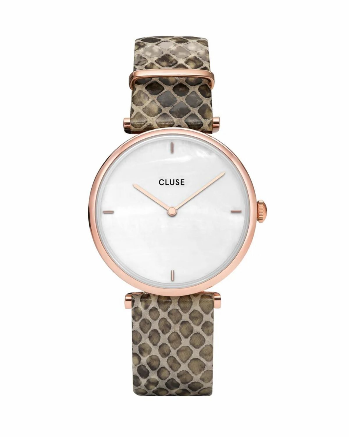 Cluse Triomphe Rose Gold White Pearl/Soft Almond Python band CL61007
