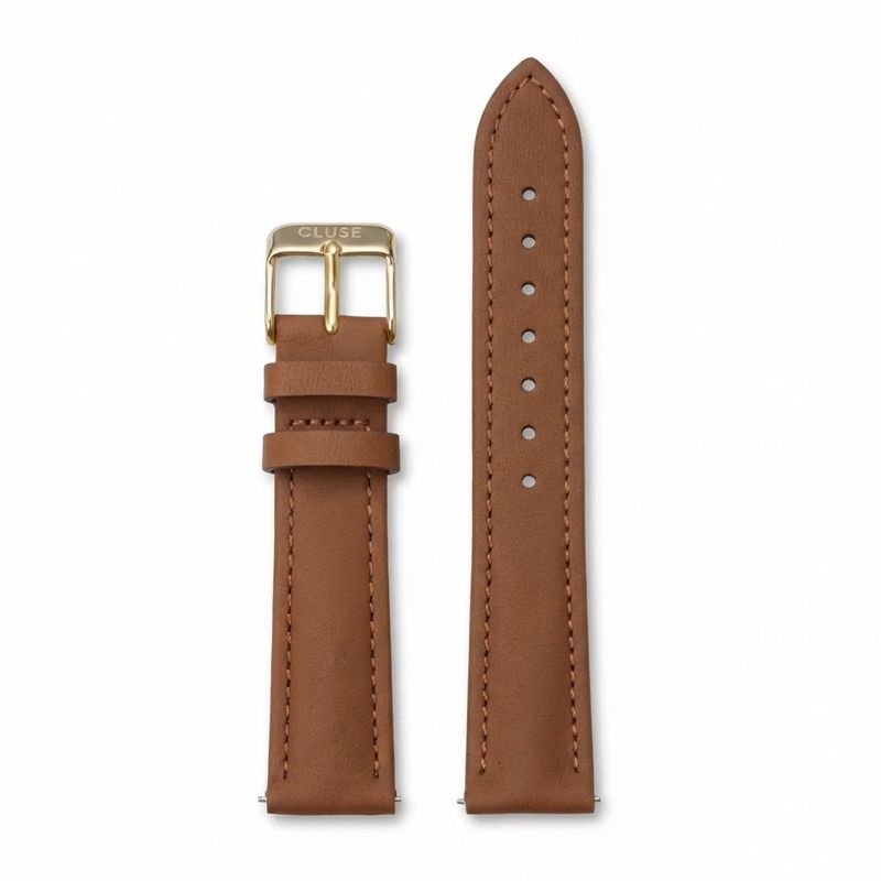 CLUSE Strap 18 mm Leather Caramel, Gold Colour CS12311