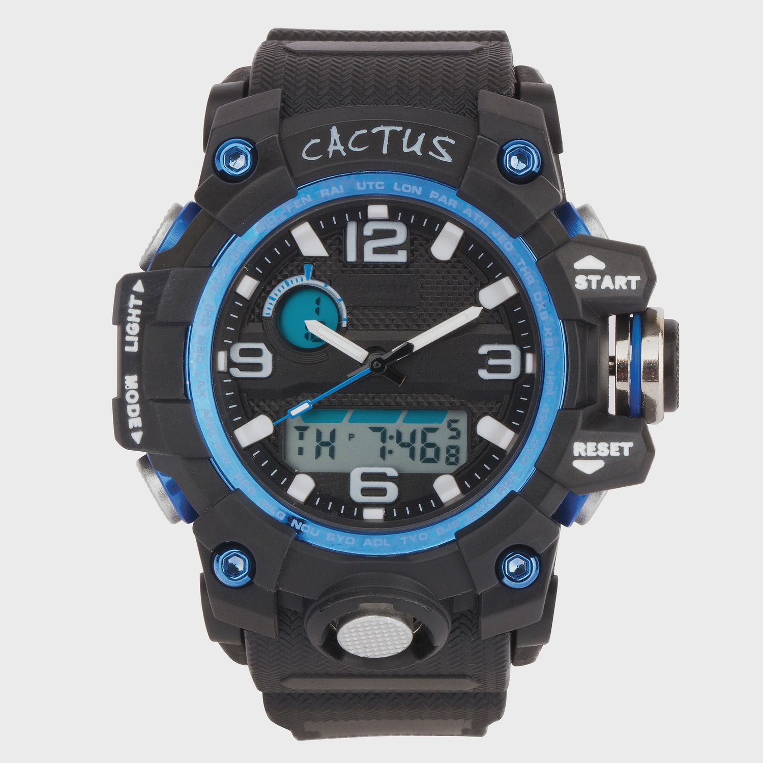 Cactus Mighty Tough Black &amp; Blue Analogue Digital Watch CAC-126-M01