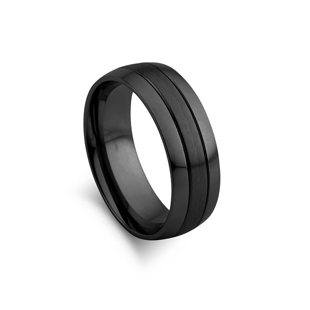 DPI - Blaze black coating stainless steel men’s matte and polished wide band ring size SSR122-BLK