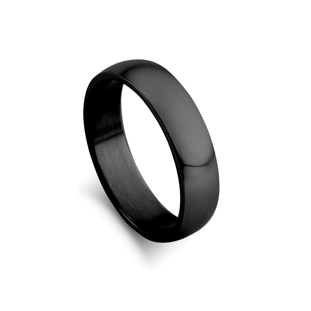 DPI - Blaze black coating stainless steel men’s domed shiny ring SSR204-BLK