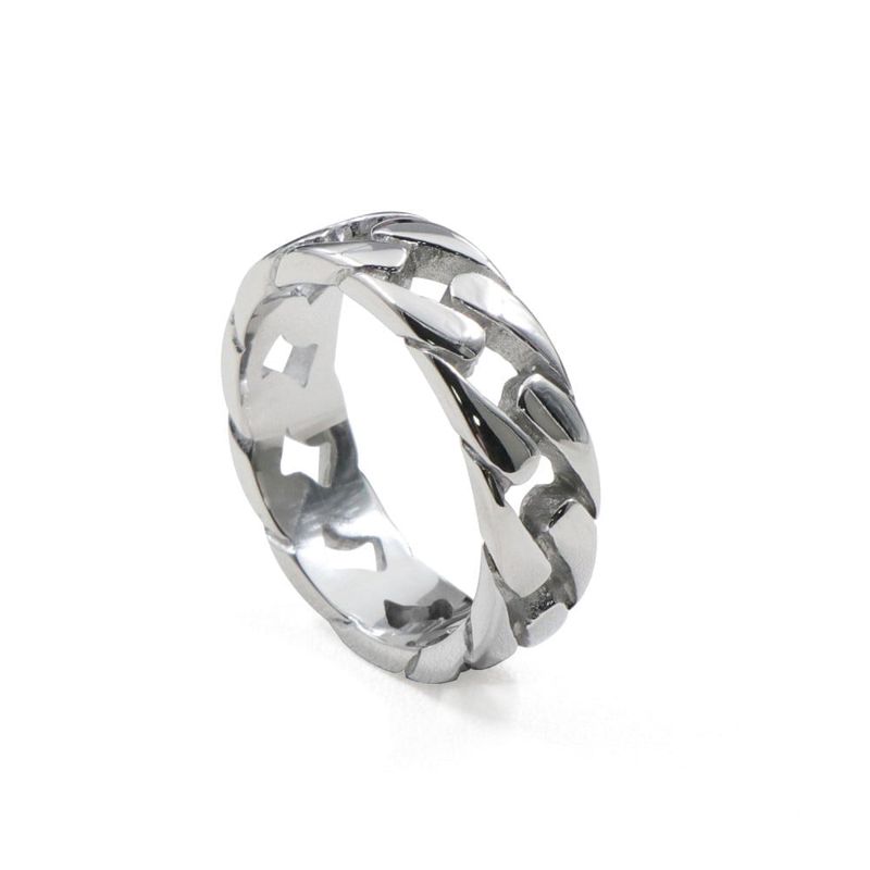 DPI - Blaze Stainless Steel 7mm cuban link ring in silver SSR249