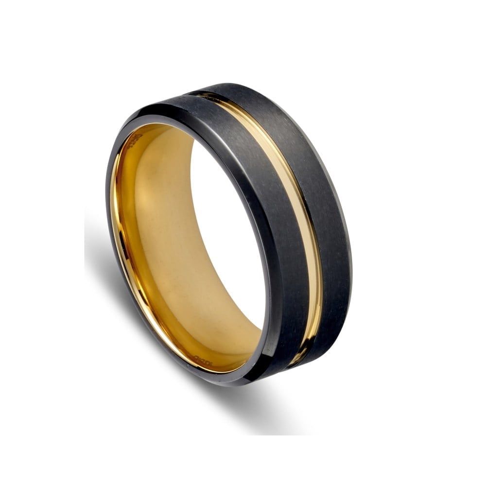 DPI - Blaze Stainless Steel brushed black ring with centre gold plated band and inner SSR241