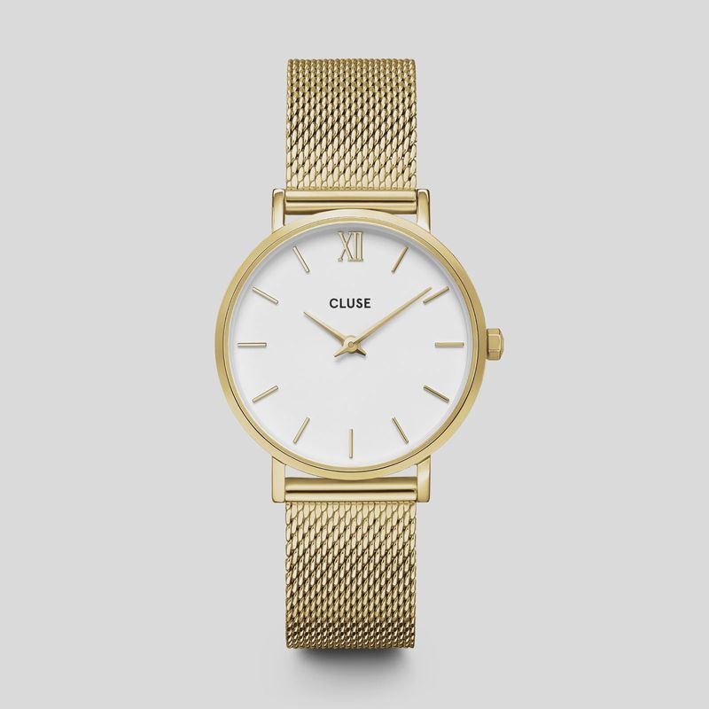 CW0101203007 Cluse Minuit Mesh Gold/White