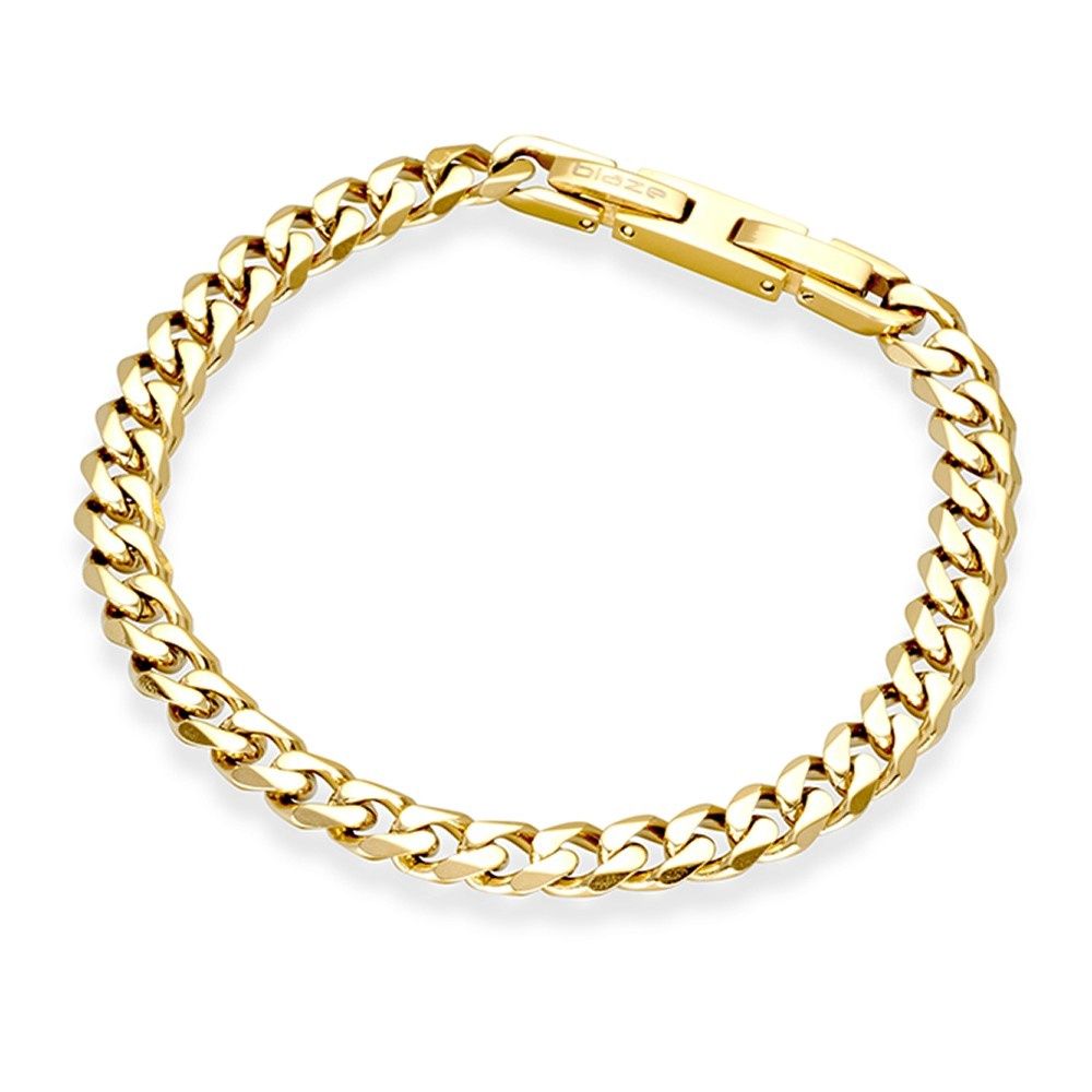 DPI - Blaze gold plate Stainless Steel 6mm cuban link bracelet. 18.5cm + 1.5cm ext TEEN SIZING SSB242-G