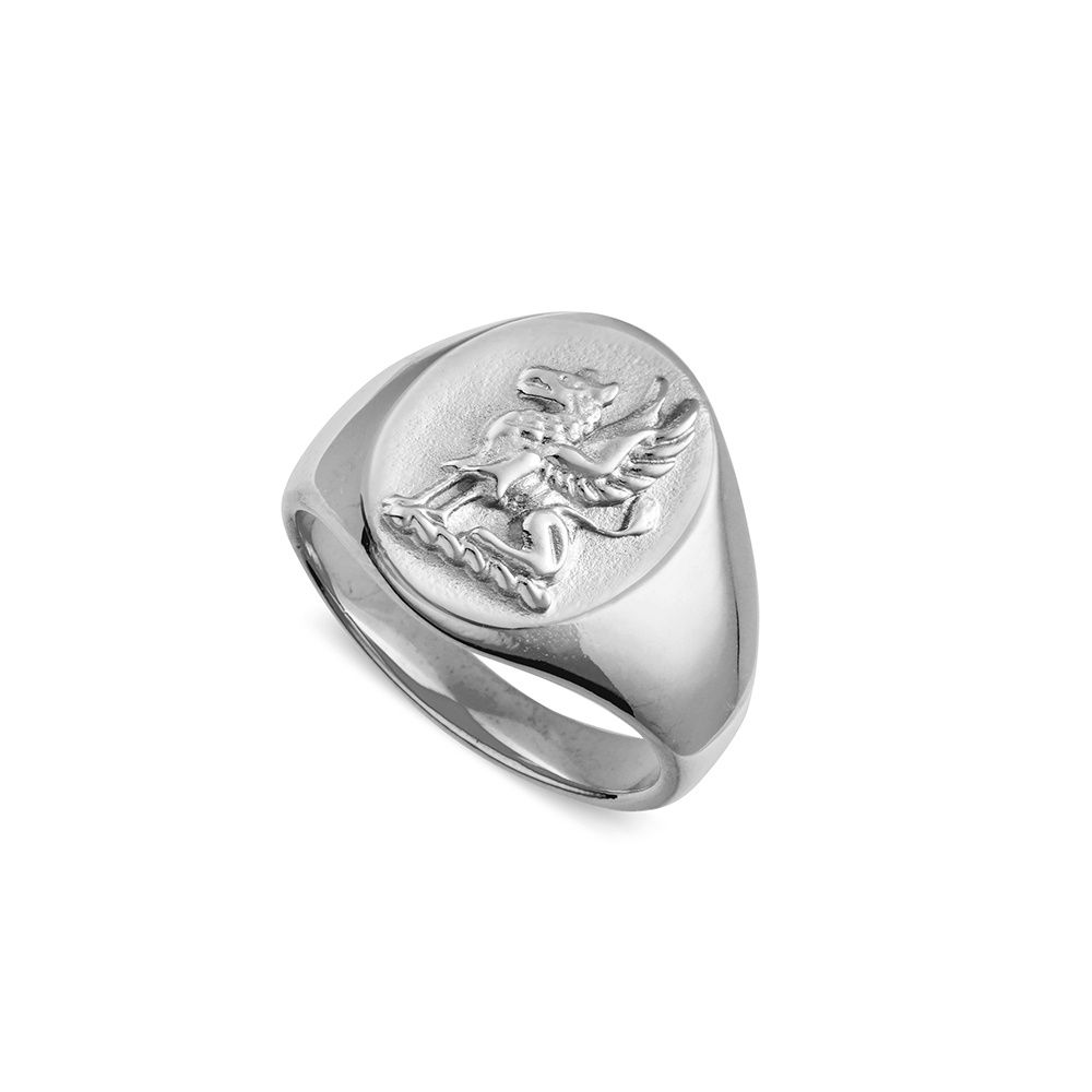DPI - Blaze st steel oval griffin signet ring SSR258J-S