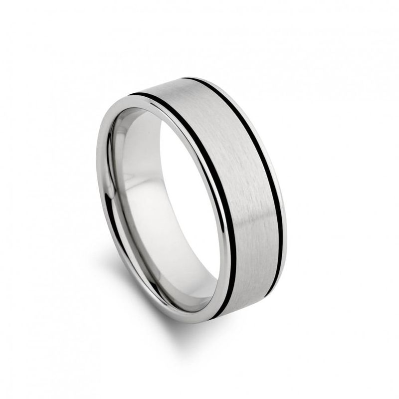 DPI - Blaze st steel wide band matte blk detail ring - size 8 SSR27-8
