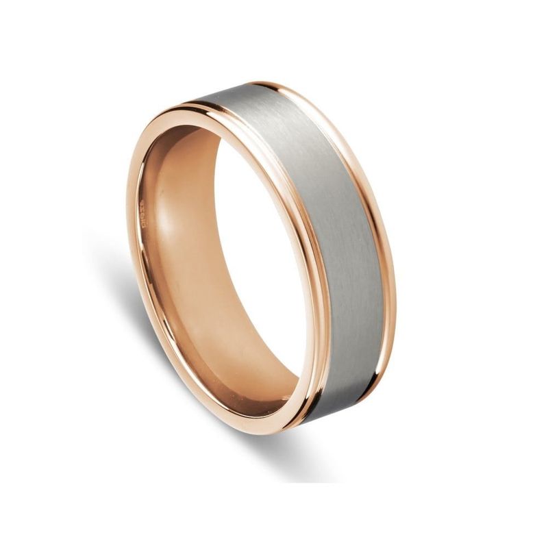 DPI - Blaze Stainless Steel brushed ring with rose gold plated inner and edging sie 9 SSR240-9