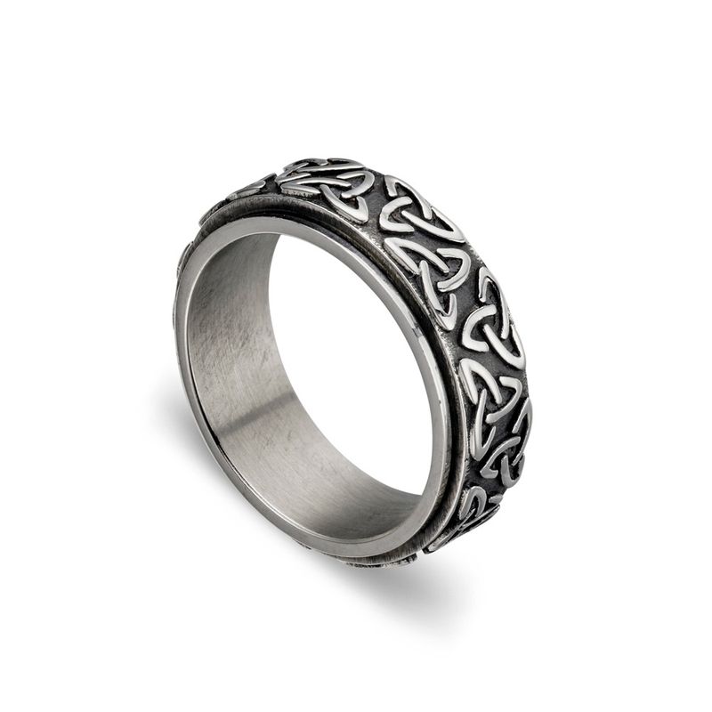 DPI - Blaze stainless steel celtic triangle knot patterned spinner ring size 9 SSR289-9