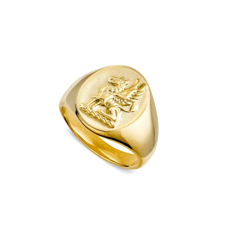 DPI - Blaze stainless steel gold plate oval griffin signet ring SSR258J-G