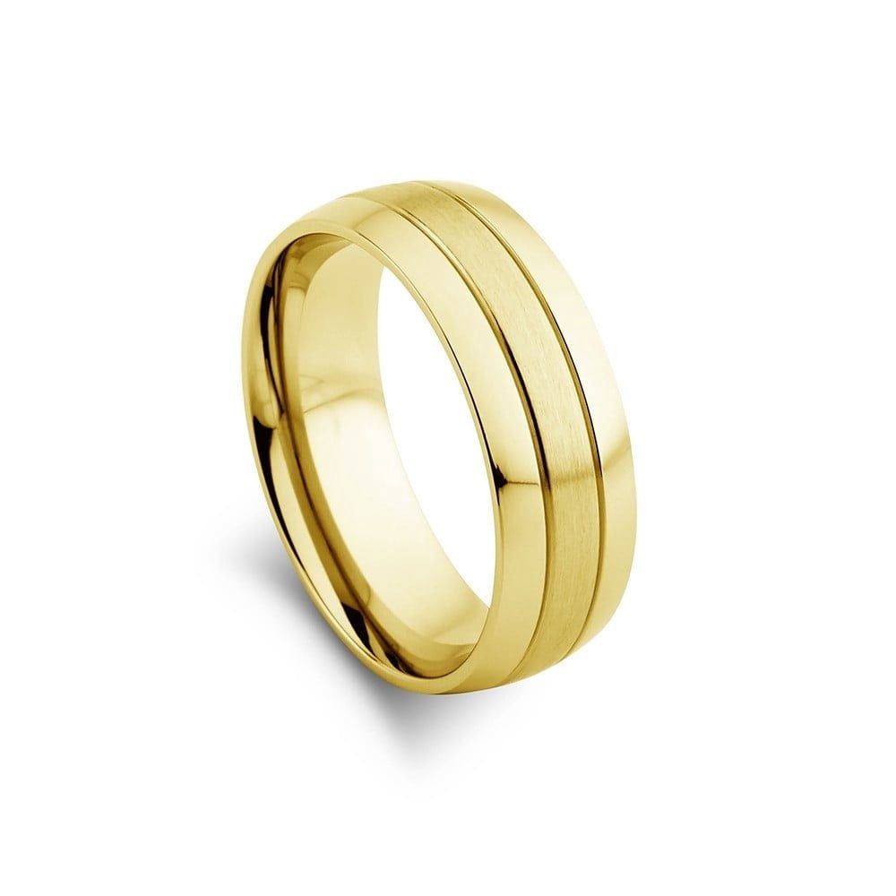 DPI - Blaze stainless steel gold plate men's matte and polished wide band ring SSR122-G