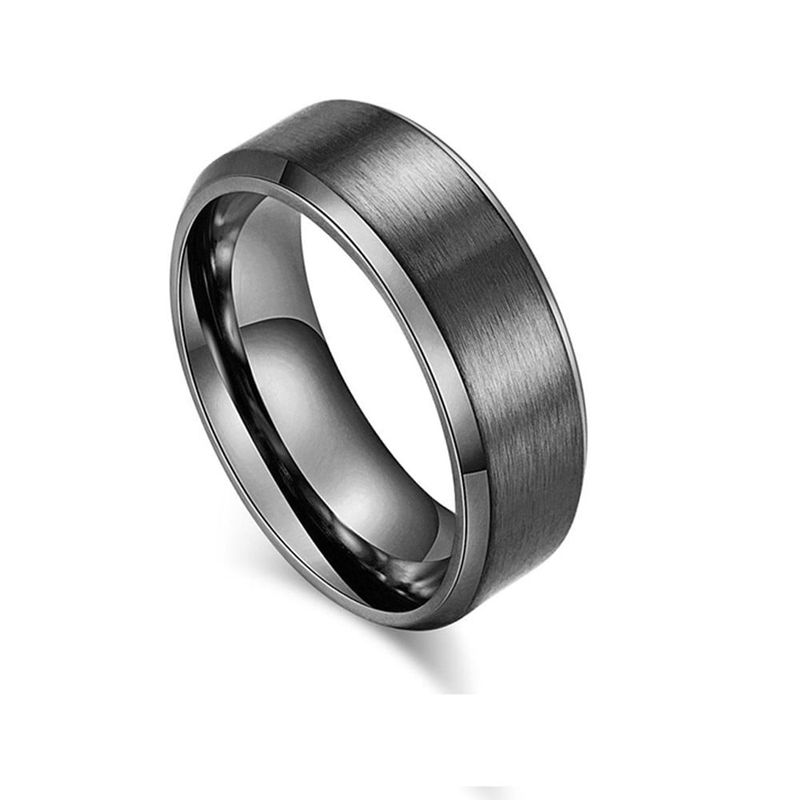 DPI - Blaze stainless steel men’s brushed charcoal ring with polished edges SSR229