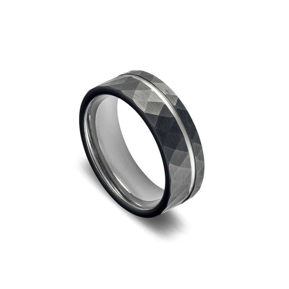 DPI - Blaze Tungsten men's IP Black faceted cut ring size 11 TSR101-11