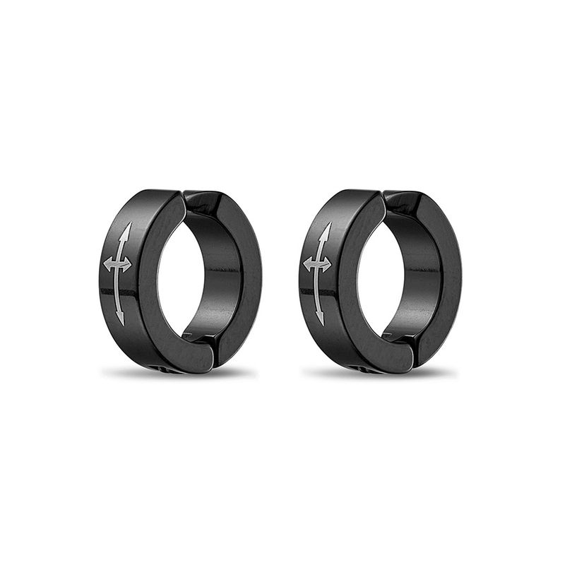 DPI - CUFF Blaze men’s stainless steel cross cuff huggie earrings   13 X 4MM SSE98-BLK