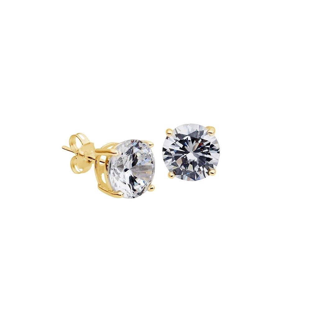 DPI - S/S claw set round CZ stud earring SE50G-CZ4MM