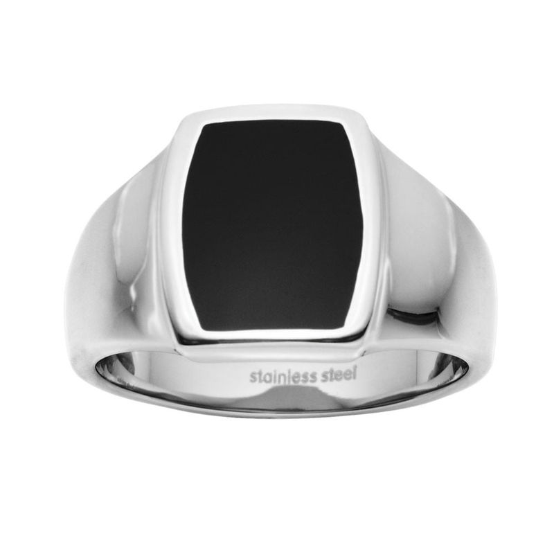 DPI - s/steel signet polished ring with onyx square SSR70