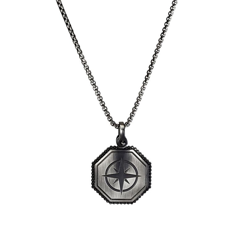 DPI - Blaze aged stainless steel compas rose pendant necklace in antique finish SSN146-AS