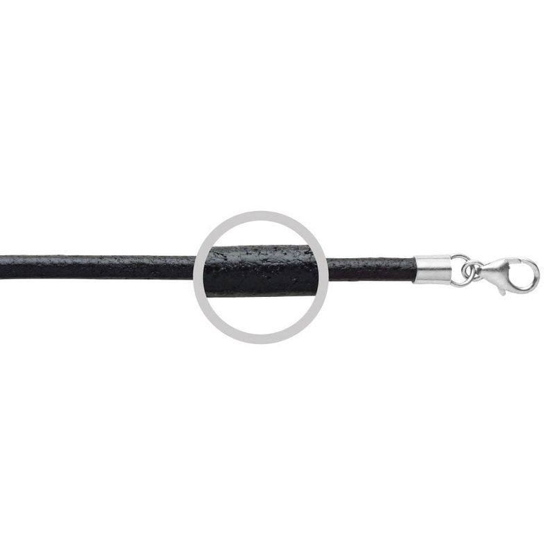 DPI - black leather 3mm necklace with sterling silver clasp N59-55CM