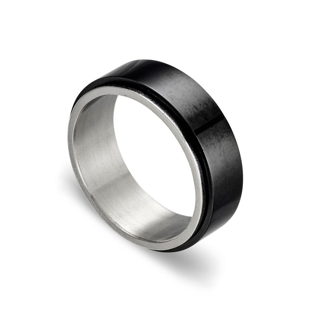 DPI - Blaze st steel shiny IP blk spinner ring SSR292L