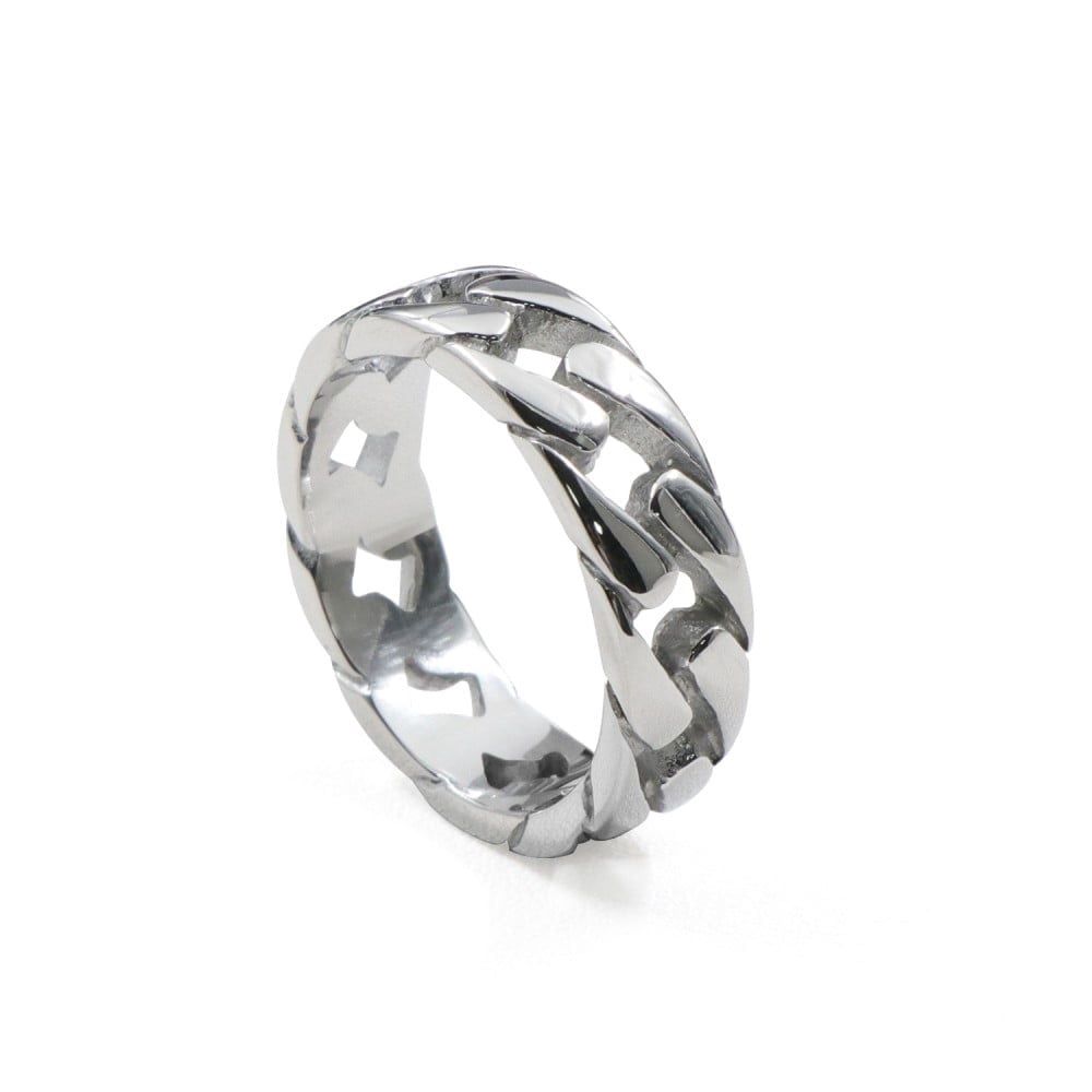 DPI - Blaze Stainless Steel 7mm cuban link ring in silver SSR249T