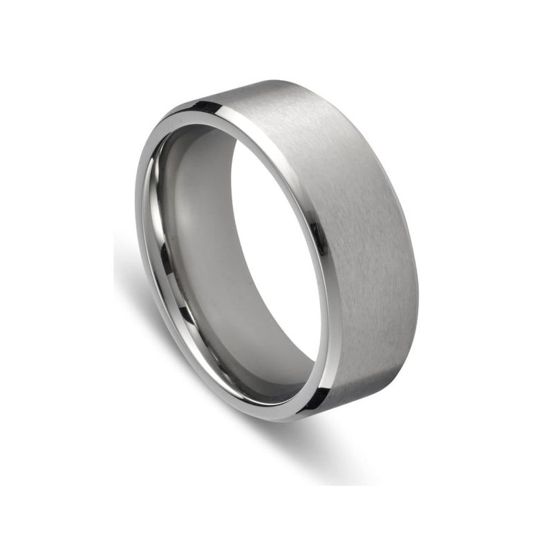 DPI - Blaze stainless steel men's brushed steel ring with polished edges SSR233