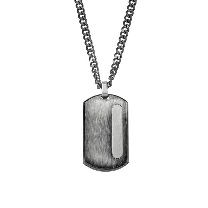 DPI - Blaze Stainless Steel men's necklace with detailed black dogtag SSN109