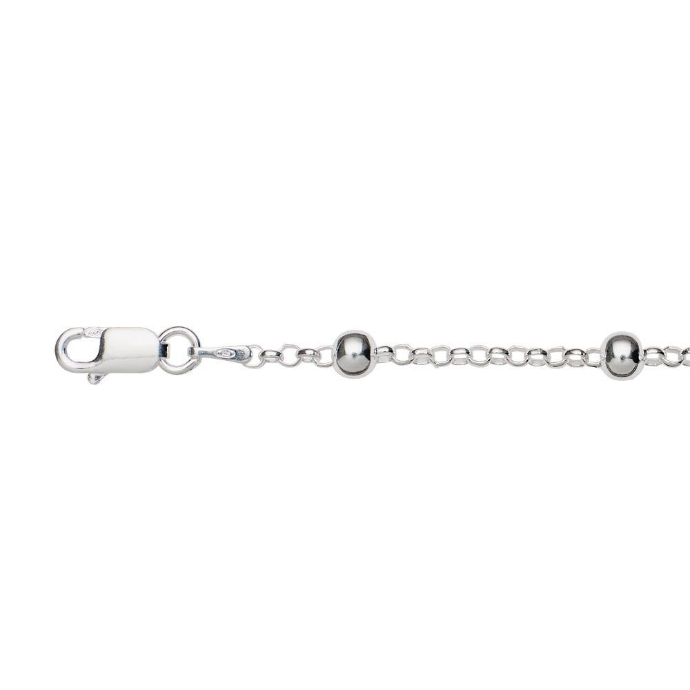 DPI - S/silv belcher link anklet w/ bead detail Approx. 24CM (Balls: 4MM) 925 Sterling Silver AK18-S