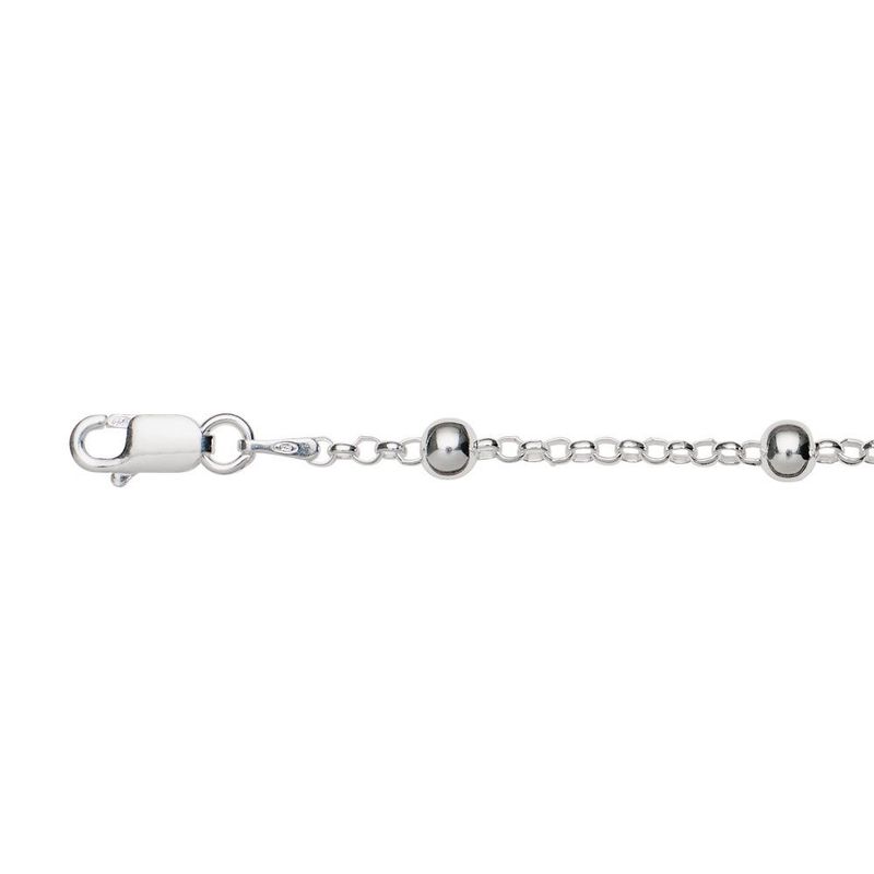 DPI - S/silv belcher link anklet w/ bead detail Approx. 24CM (Balls: 4MM) 925 Sterling Silver AK18-S