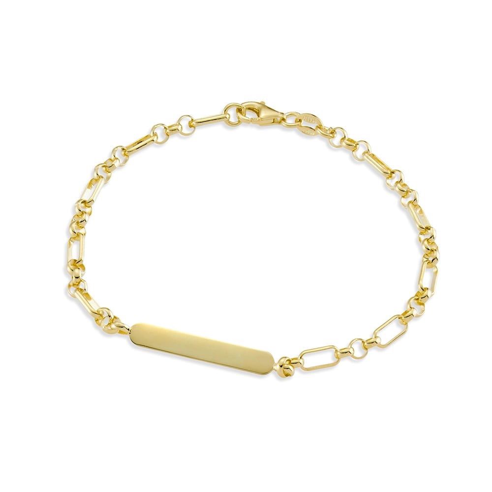 DPI - S/silv mixed link bracelet w/ round edge ID plate. Length: 19cm BR356-S