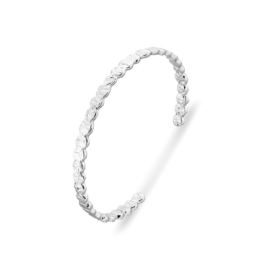 DPI - Sterling silver crushed disc pattern fine cuff bangle 53 X 59MM   WIDTH: 4MM BG195-S